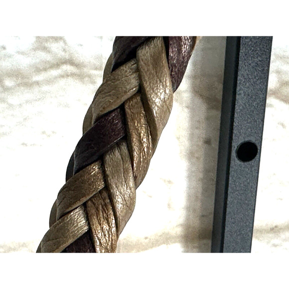 Brighton "Barbados" Gold Pebbled Leather Hobo Shoulder Bag with Braided Strap. - Picture 5 of 16